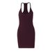Women's Sexy Low Cut V Neck Halter Neck Backless Bodycon Dress European American Style Solid Color Slimming Waisted_ecoleips.com