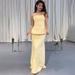2025 Women's New Solid Color Sleeveless Tube Top And Bodycon Long Skirt Set_ecoleips.com
