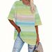 Crew Neck Short Sleeve Gradual Change Color 3D Digital Printing Loose Large Size Women's Top_ecoleips.com