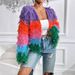 Fringe Gradient Cardigan Women's Fashion Knitwear Loose Fit Casual Long Sleeve V-Neck Boho Chic Sweater_ecoleips.com