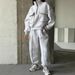 Autumn And Winter Casual Suit Women's Fashion Street Style Sweater Sports Suit Half Open Pocket Jumper Trousers Women_ecoleips.com