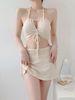 Women's Lace-Up Crochet Bikini Set - Sexy Halter Triangle Swimwear With Cut-Out Design (3-Piece High-Waisted Beach Vacation Pool Party Essential)_ecoleips.com