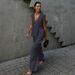 Women's Cotton V-Neck Sleeveless Vest And Pants Set Solid Color Elegant Office Wear Two-Piece Outfit_ecoleips.com