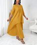 Spring And Autumn Large-size Women's Clothing Irregular Hem Solid Color Simple Round Neck Dress_ecoleips.com