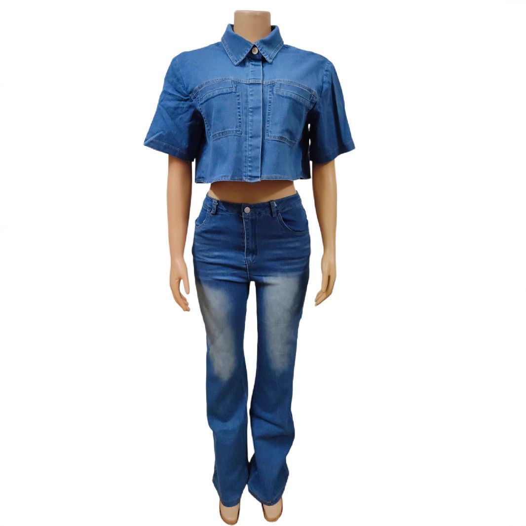 Fashionable Denim Suit for Women Thin Retro European American Style Set with Casual Comfortable Pants And Trendy Denim Jacket_ecoleips.com
