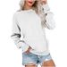 Women’s Oversized Long-Sleeve Sweatshirt – Solid Color, Polyester Blend (S-XXL, Relaxed Fit, Unisex-Friendly Layering Essential)_ecoleips.com