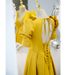Women's Clothing Golden Yellow Evening Dress Stage Show Catwalk Banquet Satin Luxury Host Long_ecoleips.com