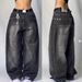 Women's Clothing Black And Gray Denim Wide Leg Pants Jazz Dance Pants High Waist Retro Niche Design Denim Jeans_ecoleips.com