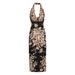 Stylish Flower Print Spaghetti Strap Open‑Back Dress High Waist Bodycon Evening Long Dress_ecoleips.com