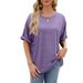 Women's Clothing Spring And Summer New Solid Color Round Neck Loose Short Sleeved T Shirt Tops Women's Spot_ecoleips.com