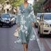 Women's Clothing New Printed Casual Retro Sexy V Neck Puff Sleeve Dress_ecoleips.com