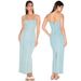 Women's Clothing Denim Slip Dress Long Bodycon Pencil Dress With Side Slit And Adjustable Spaghetti Straps_ecoleips.com