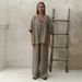 Pure Cotton Short Sleeved Trousers Suit European And American 2025 Spring And Summer New Loose Short Sleeved Shirt Trousers Casual Suit_ecoleips.com