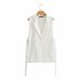 Women's clothing Spring New Women's Style Lapel Sleeveless Side Ribbon Design Suit Vest Jacket Women's 6IS009_ecoleips.com