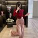 Women’s Clothing Spring And Summer Internet Celebrity Long Sleeved Pants Suit Cotton Letter Round Neck Printing Urban Leisure Fashion Suit_ecoleips.com