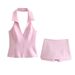 2025 Summer New Women's Halter Neck Backless Short Top Low Waist Skirt Pants Set3067407_ecoleips.com
