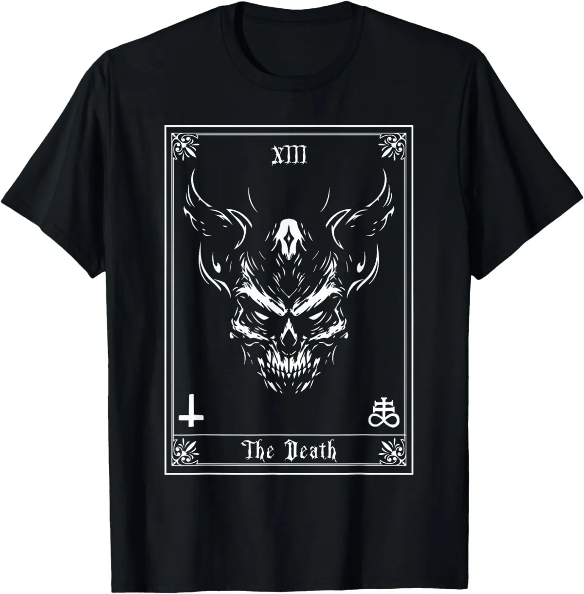 Women's T-Shirts Vintage Tarot Card Death Satanic Occult Satan Unholy Horror T-Shirt_ecoleips.com