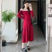Autumn New Korean Fashion Knitted Lace Patchwork Maternity Dress_ecoleips.com