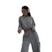 Casual Retro Tooling Suit Women's Autumn And Winter Loose Short T-shirt Trousers Drawstring Sweatpants Two-piece Set_ecoleips.com