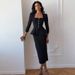 Women's Solid Color Long Sleeved Square Neck Button Up Top And Bodycon Long Skirt Set Fashion For Autumn Winter Season_ecoleips.com