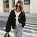 Women's Clothing Elegant V-Neck Long Sleeve Cardigan With Bow Tie Detail - Soft Acrylic Knit, Loose Fit, Versatile Layering Piece For Women_ecoleips.com