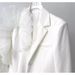 Women’s White Ruffle Detail Blazer – Single-Breasted Mesh Splicing Jacket (S/M/L, White/Black)_ecoleips.com