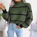 2026 New Knitted Half Turtleneck Pullover Top European And American Style Women's Sweater For Outerwear Striped_ecoleips.com