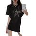 100% Cotton European Trendy Brand Heavy Rhinestone Paris Eiffel Tower Short Sleeve T-Shirt For Women Plus Size Slimming_ecoleips.com