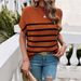 Spring And Summer Women's Wear, Color-Blocking And Stylish Pullover Short-Sleeved Sweater_ecoleips.com