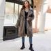 Elegant Long Faux Fur Coat – Suit Collar Plush Winter Coat In Short Snow Fox, Beige & Greyish_ecoleips.com
