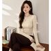 2025 #Double Sided Woolen # Premium Mousse Cashmere Soft Sticky T-Shirt Women's Long Sleeve 2025 Autumn/Winter New Style_ecoleips.com