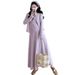 Autumn New Korean Fashion Waffle Two-Piece Maternity Dress_ecoleips.com