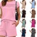 Women's Solid Color Sleeveless Top And Shorts Set Casual Two-Piece Summer Comfort Lounge Wear Outfit_ecoleips.com