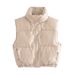 Women's clothing ins stand collar PU lint cotton vest for women autumn new fashion coat vest A764519_ecoleips.com