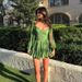 Elegant V-Neck Off-Shoulder Ruffle Dress With Tie Sleeves - Flowy Summer Midi Dress For Women Flattering V-Neck Off-Shoulder Design_ecoleips.com