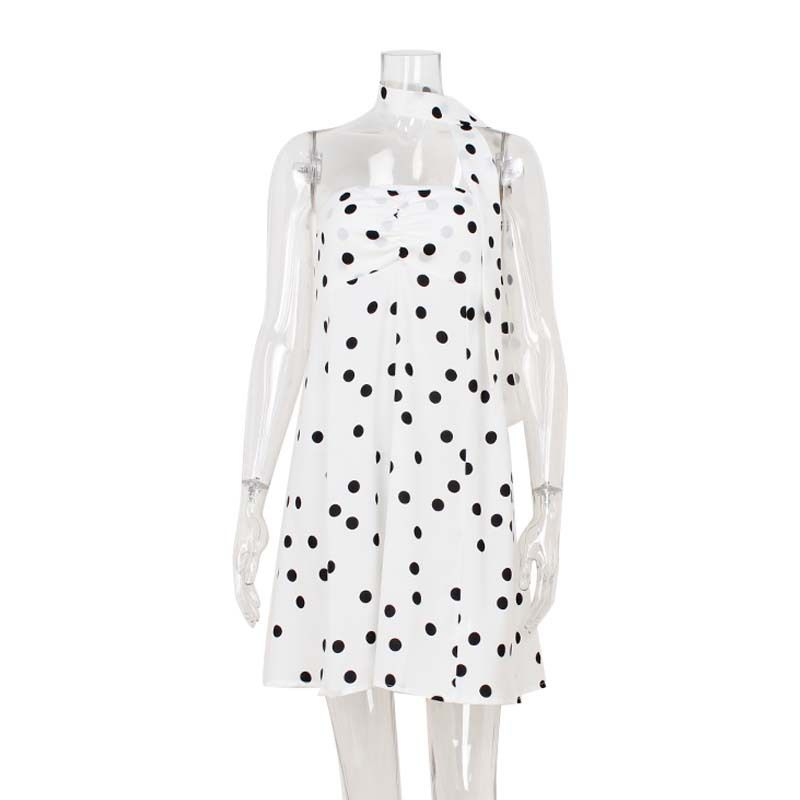 French Temperament Polka Dot Print Tube Top Dress 2026 New Loose And Thin Short Skirt Women_ecoleips.com