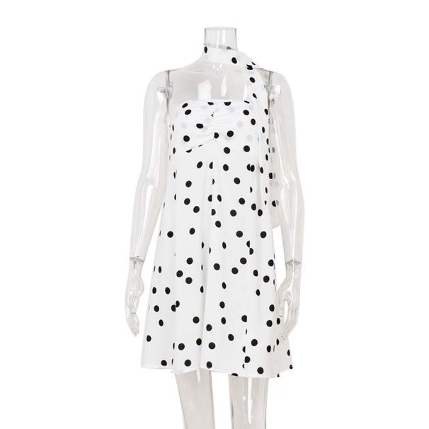 French Temperament Polka Dot Print Tube Top Dress 2026 New Loose And Thin Short Skirt Women_ecoleips.com
