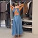 Women's Clothing Temperament Sleeveless Backless Lace Up Denim Skirt_ecoleips.com