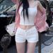 Spice Girl Mid-waist Hip Denim Shorts Summer Solid Color Basic Simple Versatile Comfortable Elastic Hip-wrapped Slim-fit Hot Pants_ecoleips.com