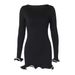 AC612 Hem Dre, Sexy Tight-Fitting Knit With Ruffled Edges, Long Sleeve, European American Style, Autumn And Winter_ecoleips.com