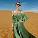 Women's clothing green sexy suspender hand-stitched diamond dress Middle Eastern party dress Arabian long dress_ecoleips.com