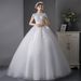 French Style Light Wedding Dress Elegant Princess Floor Length Stand up Collar Women's Summer Wedding Dress Forest Style_ecoleips.com