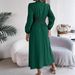 Real Shot Of 2026 Spring/summer European And American Solid Color V-neck Long-sleeve Sexy Slit Dress,_ecoleips.com