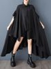 Irregular Oversized Polka Dot Vintage Shirt Dresses For Women 2025 Summer Short Sleeve Casual Loose Midi Dress Fashion Clothing_ecoleips.com