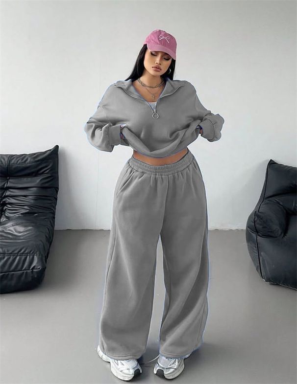 Women's Casual Knit Sweatshirt & Pants Two-Piece Set Loose Fit Long Sleeve Autumn Winter Outfit_ecoleips.com