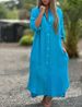 Women's Clothing Cotton Linen Shirt Fashion Casual Long Sleeve Cardigan Dress_ecoleips.com