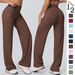 High-Waisted Double-Sided Brushed Solid Color Yoga Pants Loose Breathable Wide Leg Flared Pants For Running Fitness And Yoga Women's Sportswear_ecoleips.com