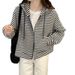 European American Style Real Shot Pique Cotton Short Striped Plus-size Sweatshirt Cardigan Jacket For Women, Spring And_ecoleips.com