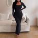 Women's Sexy Long Sleeve U Neck Bodycon Mermaid Hem Mini Dress – Pure Cute Fall Party Gown 2026_ecoleips.com