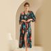 Voya Cross-border Printed Robe Set For Women, Summer Sexy Ice Mid-sleeve Plus-size Bathrobe, Silk Bridal Morning Robe,_ecoleips.com